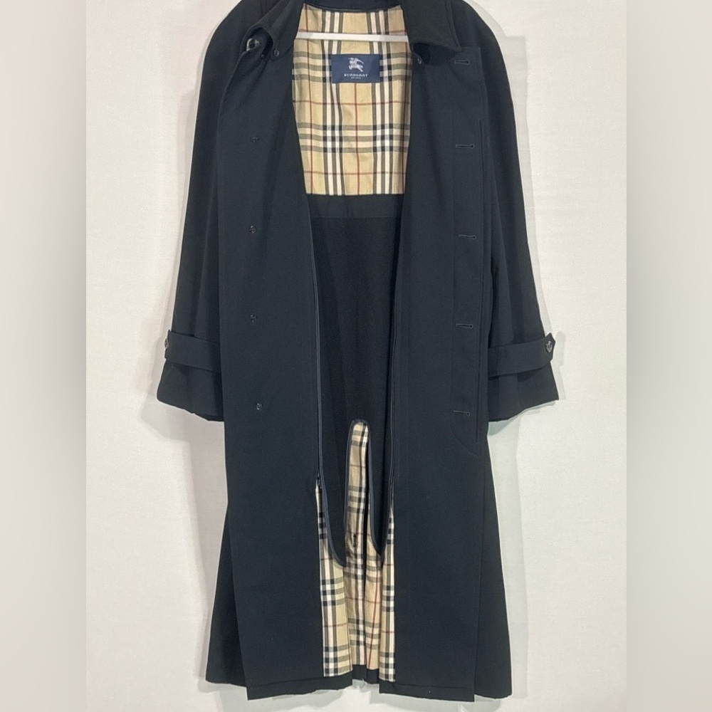 Burberry London Wool Lined Overcoat Convertible Trench Coat L - Picture 5 of 10